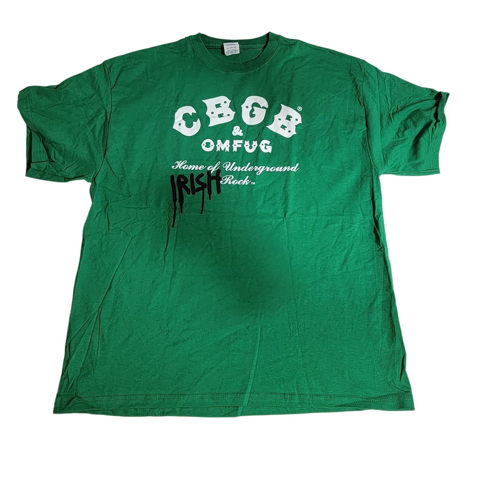 CBGB OMFUG Irish Underground Rock Graphic T-Shirt Green XL Delta Magnum Weight